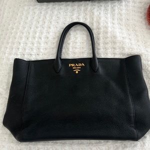 Prada pebbled leather tote